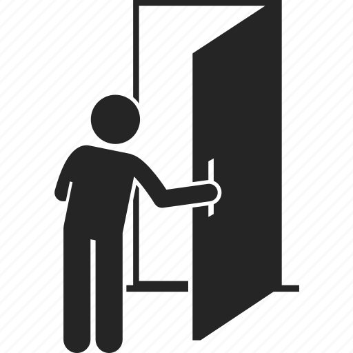 person opening door icon